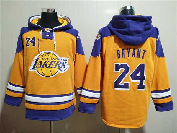 Los Angeles Lakers #24 Kobe Bryant Yellow Lace-Up Pullover Hoodie,We sell and wholesale Los Angeles Lakers #24 Kobe Bryant Yellow Lace-Up Pullover Hoodie on line form chian!